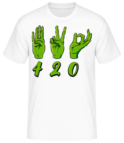 420 Hand Sign - Men's Basic T-Shirt - White - Front