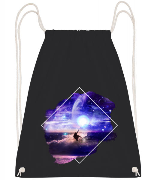 Galactic Surfer - Drawstring Backpack - Black - Vorn