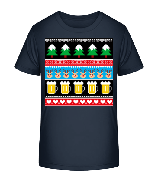 Ugly Christmas Symbols - Kid's Bio T-Shirt Stanley Stella - Navy - Front