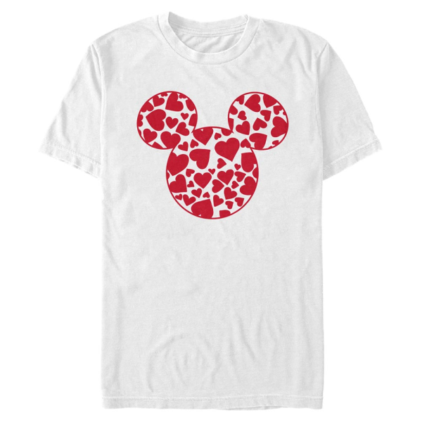 Disney - Mickey Mouse - Mickey Hearts Fill - Men's T-Shirt - White - Front