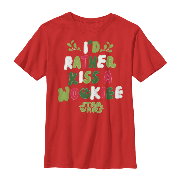 Star Wars - Chewbacca Wookie Kiss - Christmas - Kids T-Shirt - Red - Front