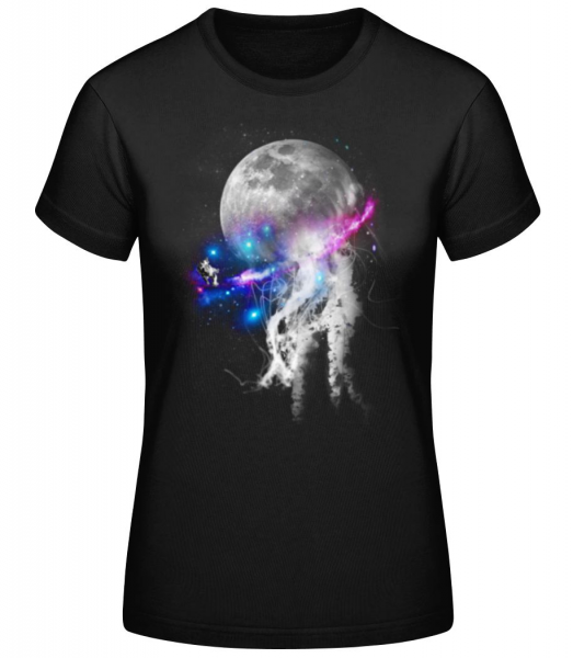 Astronaut And Galaxy - Women's Basic T-Shirt - Black - Front