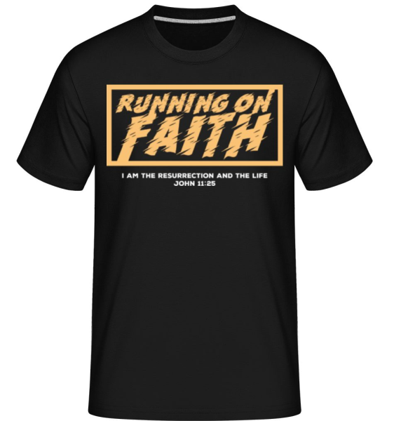 Running On Faith -  Shirtinator Men's T-Shirt - Black - Front