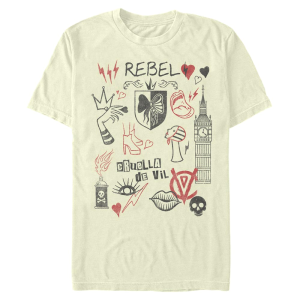 Disney Classics - Cruella - Logo Rebel Queen - Men's T-Shirt - Cream - Front
