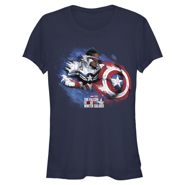 Marvel - The Falcon and the Winter Soldier - Captain America Shield Protection - Women's T-Shirt - Navy - Front