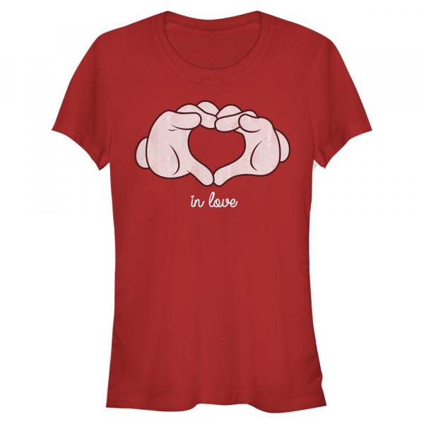 Disney Classics - Mickey Mouse - Mickey Mouse Glove Heart - Valentine's Day - Women's T-Shirt - Red - Front