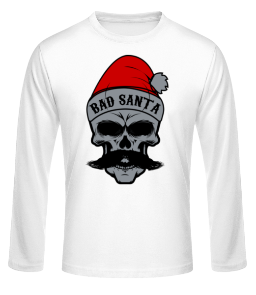 Bad Santa Skull - Men's Basic Longsleeve - White - Front