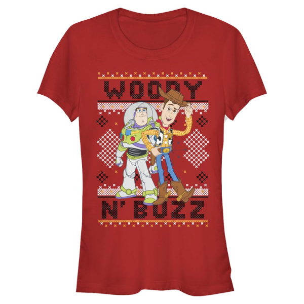 Disney - Toy Story - Woody & Buzz Woody Buzz Sew - Christmas - Women's T-Shirt - Red - Front