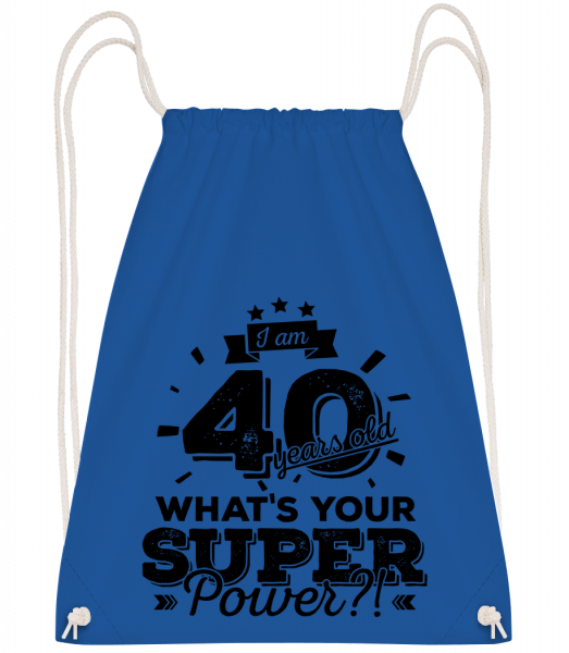 40 Years Super Power - Drawstring Backpack - Royal Blue - Vorn