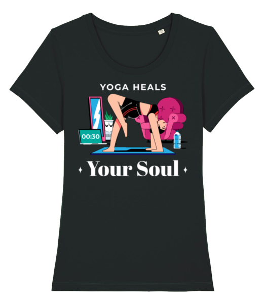 Yoga Heals Your Soul - Women's Organic T-Shirt Stanley Stella - Black - Front