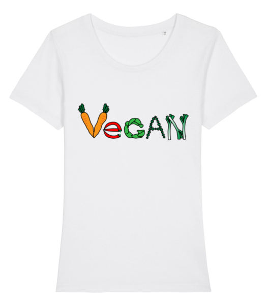Vegan Comic - Women's Organic T-Shirt Stanley Stella - White - Front