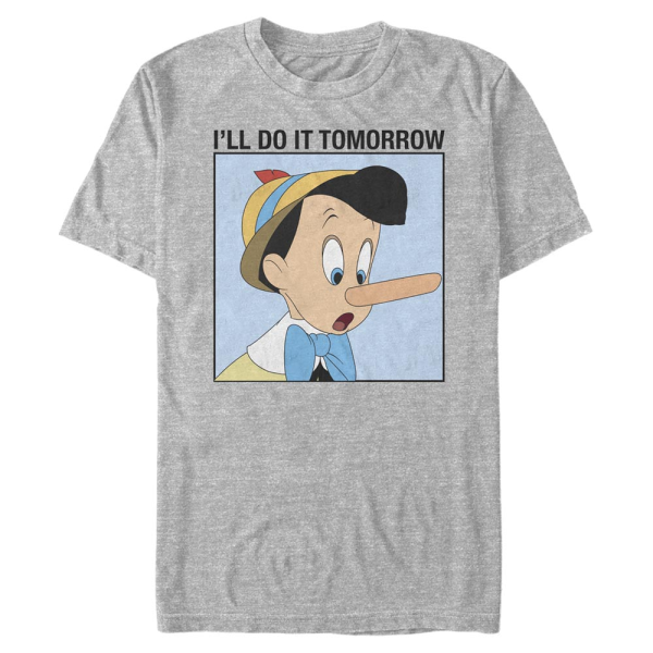 Disney Classics - Pinocchio - Pinocchio Do It Tomorrow - Men's T-Shirt - Heather grey - Front