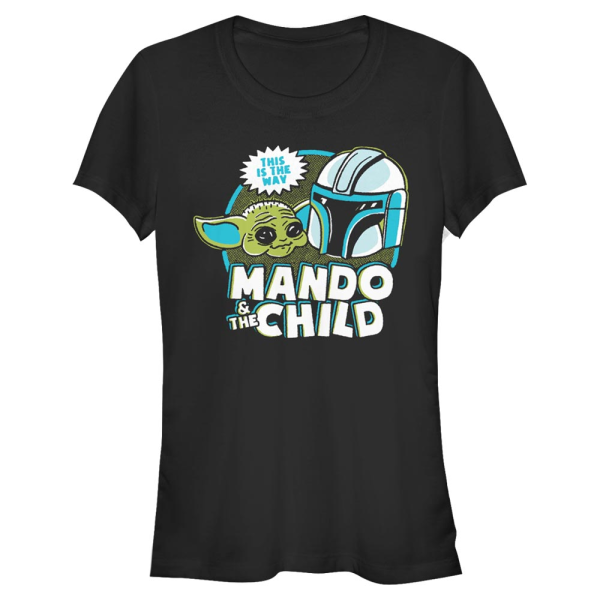 Star Wars - The Mandalorian - Mandalorian & the Child Satruday Cartoon - Women's T-Shirt - Black - Front