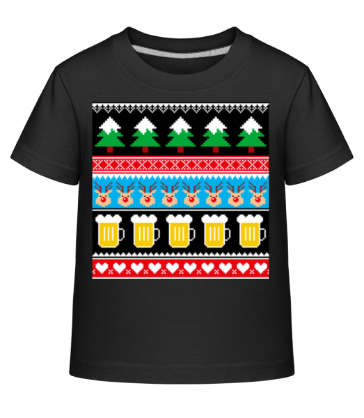 Ugly Christmas Symbols - Kid's Shirtinator T-Shirt - Black - Front