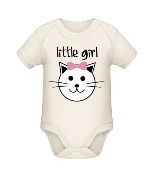 Little Girl - Cat - Organic Baby Body - Cream - Front