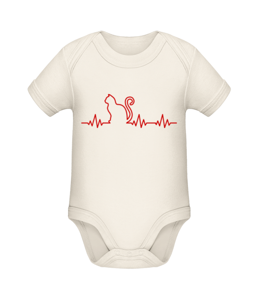 Heartbeat Cat - Organic Baby Body - Cream - Front