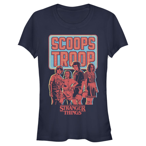 Netflix - Stranger Things - Skupina Scoop Troop - Women's T-Shirt - Navy - Front