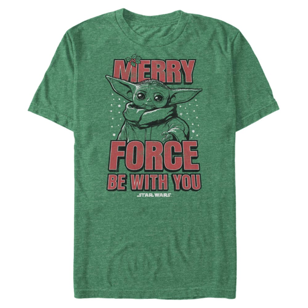 Star Wars - The Mandalorian - The Child Merry Force - Christmas - Men's T-Shirt - Heather green - Front