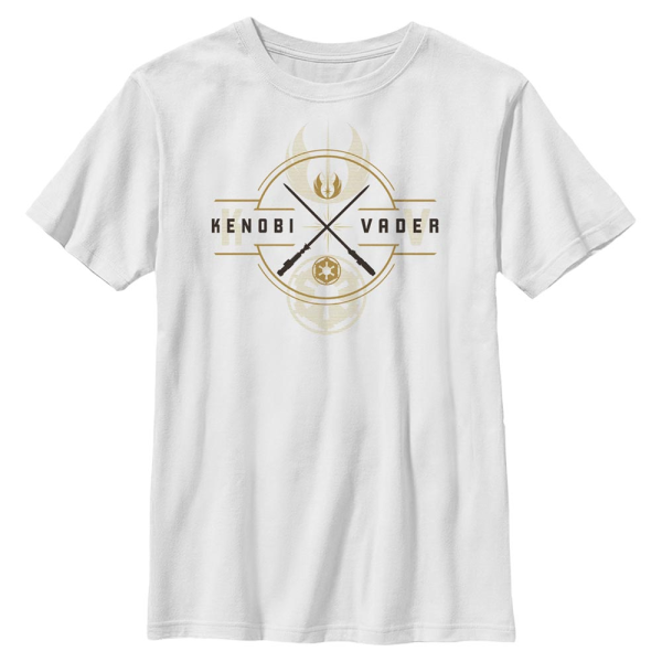 Star Wars - Obi-Wan Kenobi - Obi-Wan Kenobi & Darth Vader Light Saber Crest - Kids T-Shirt - White - Front