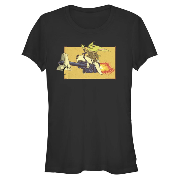 Star Wars - The Mandalorian - Grogu Speeder Bike Force - Women's T-Shirt - Black - Front