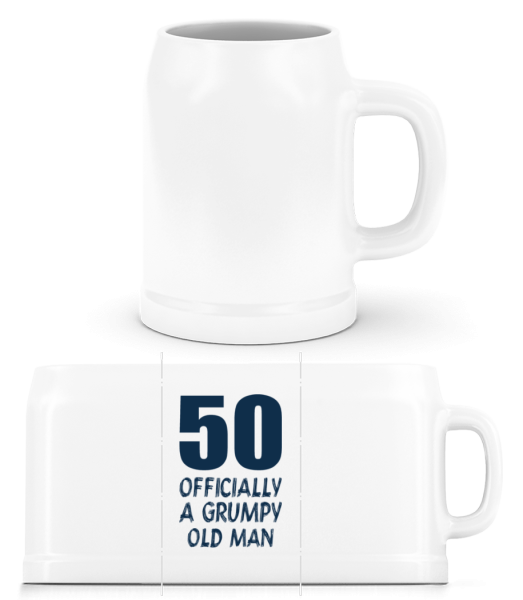 Officially Grumpy Old Man 50 - Beer Mug - White - Front