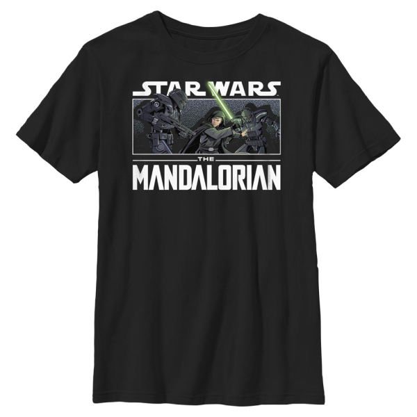 Star Wars - The Mandalorian - Luke Skywalker Luke VS Dark Troopers - Kids T-Shirt - Black - Front