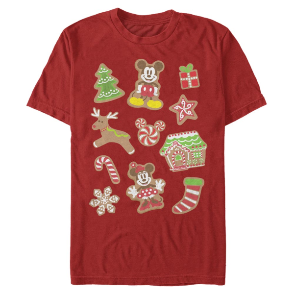Disney Classics - Mickey Mouse - Mickey & Minnie Gingerbread Mouses - Christmas - Men's T-Shirt - Red - Front