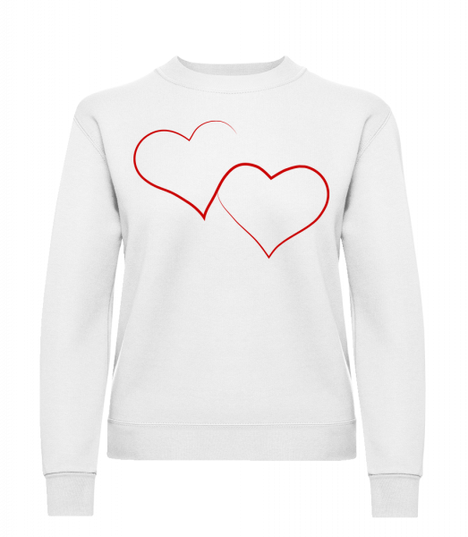 Two Hearts - Classic Ladies’ Set-In Sweatshirt - White - Vorn