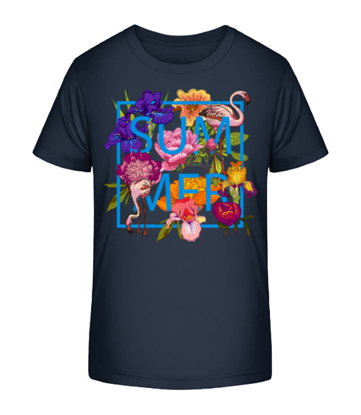 Summer Flowers Sign - Kid's Bio T-Shirt Stanley Stella - Navy - Front