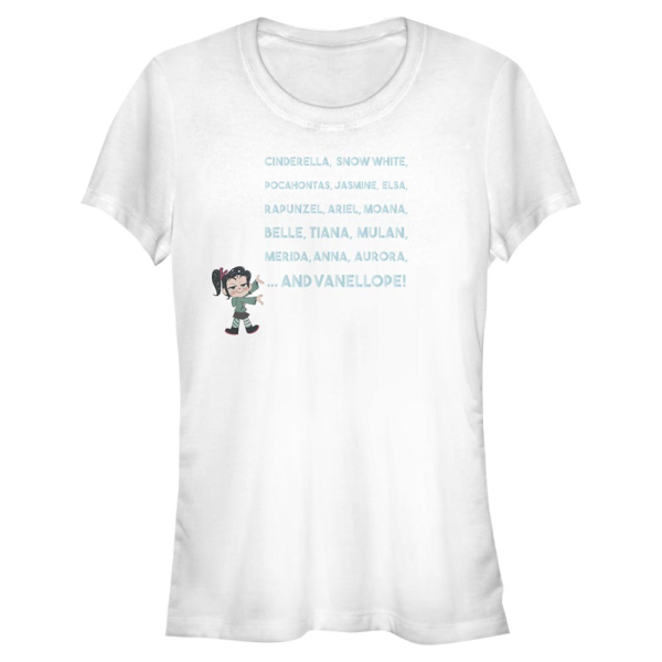 Disney - Wreck-It Ralph - Vanellope Von Schweetz Princess Name Text Stack - Women's T-Shirt - White - Front