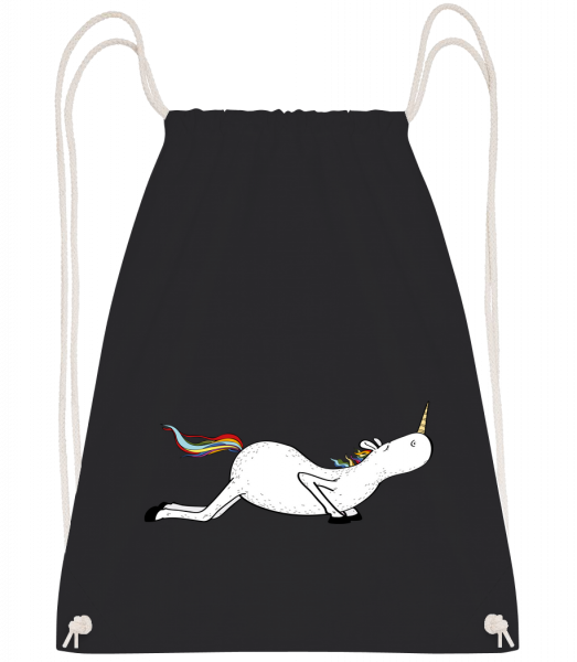 Yoga Unicorn Pushups - Drawstring Backpack - Black - Vorn