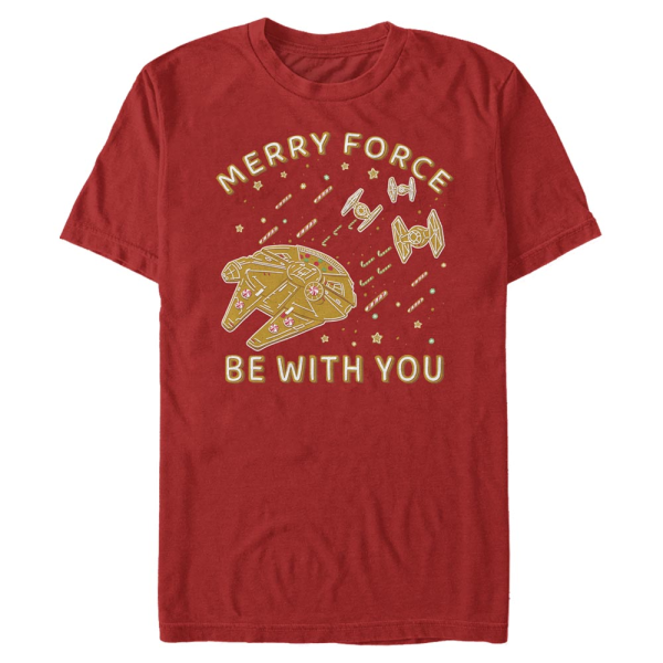 Star Wars - Millennium Falcon Gingerbread Falcon - Christmas - Men's T-Shirt - Red - Front