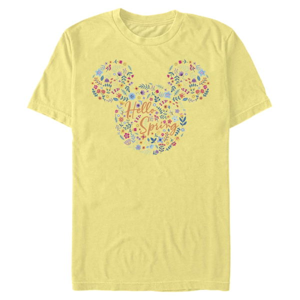 Disney - Mickey Mouse - Mickey Floral Ears - Men's T-Shirt - Yellow - Front