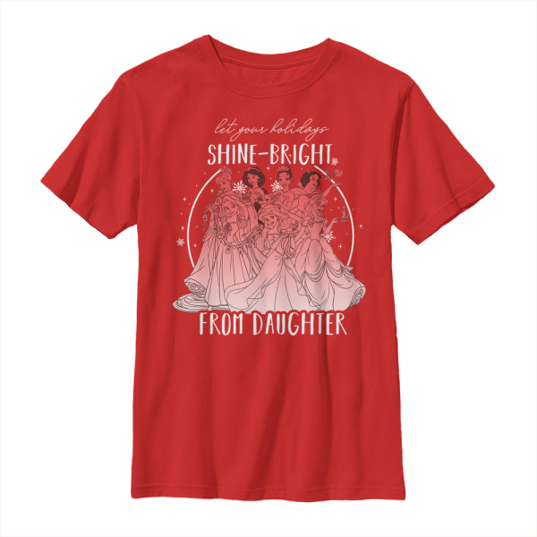 Disney Princesses - Skupina Shine Bright Daughter - Christmas - Kids T-Shirt - Red - Front