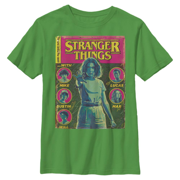 Netflix - Stranger Things - Skupina Comic Cover - Kids T-Shirt - Kelly green - Front