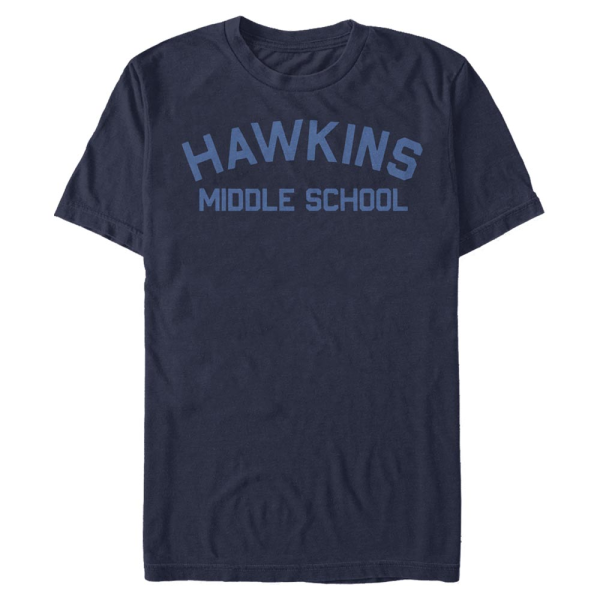 Netflix - Stranger Things - Hawkins Mid School - Men's T-Shirt - Navy - Front