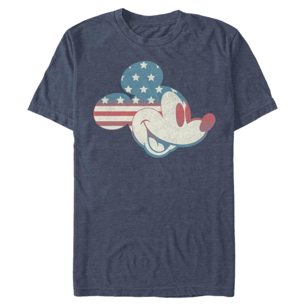 Disney - Mickey Mouse - Mickey Americana Flag Fill - Men's T-Shirt - Heather navy - Front