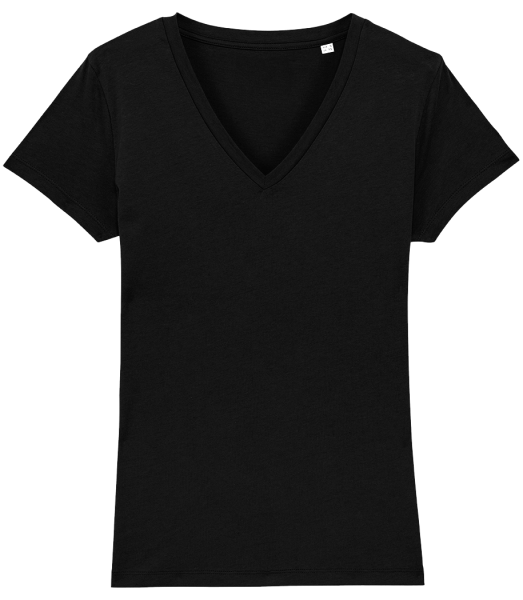 Women's V-Neck Organic T-Shirt - Black - Front