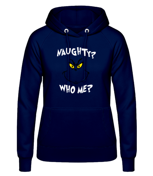 Naughty Who Me? - Women's Hoodie - Navy - Front
