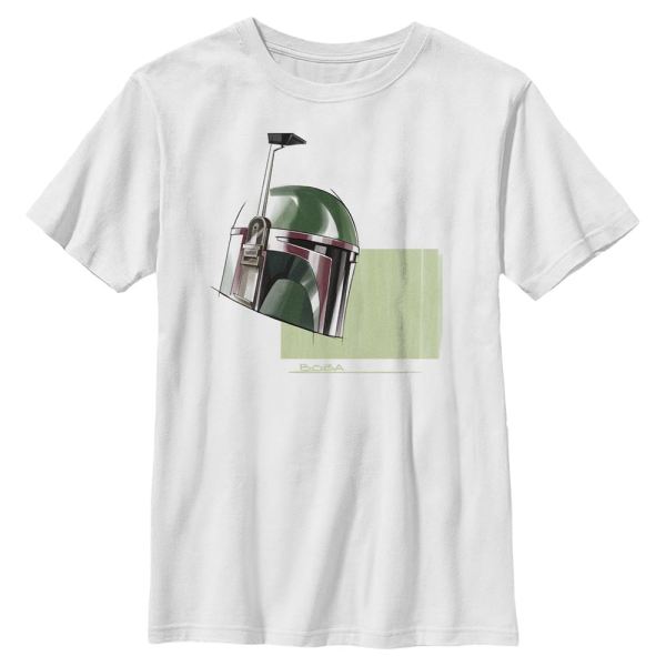 Star Wars - Book of Boba Fett - Boba Fett Helmet Marker Drawing - Kids T-Shirt - White - Front