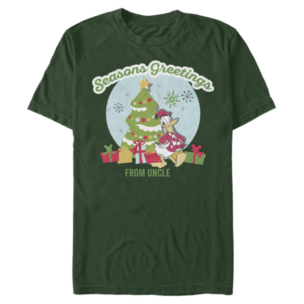 Disney Classics - Mickey Mouse - Donald Duck Greetings From Uncle - Christmas - Men's T-Shirt - Bottle green - Front