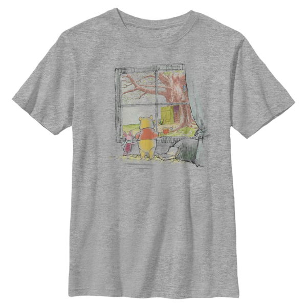 Disney Classics - Winnie the Pooh - Pú & prasátko Winnie Window - Kids T-Shirt - Heather grey - Front