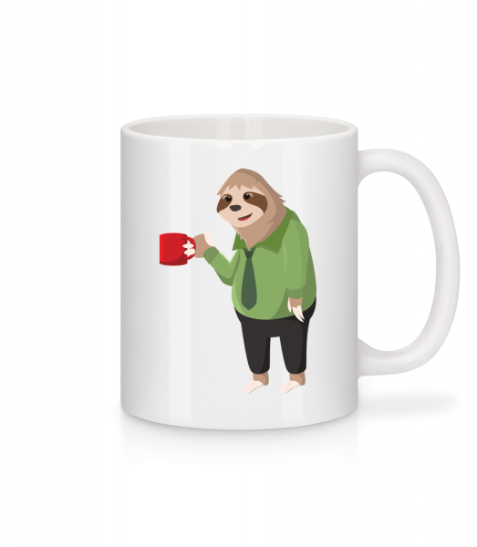 Sloth Drinks Coffee - Mug - White - Vorn