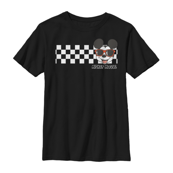 Disney - Mickey Mouse - Mickey Mouse Mickey Checkers - Kids T-Shirt - Black - Front