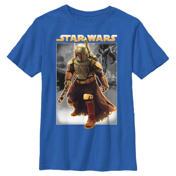 Star Wars - Book of Boba Fett - Boba Fett Hunter For Hire - Kids T-Shirt - Royal blue - Front