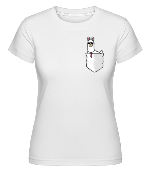 Alpaca Chest Pocket -  Shirtinator Women's T-Shirt - White - Front