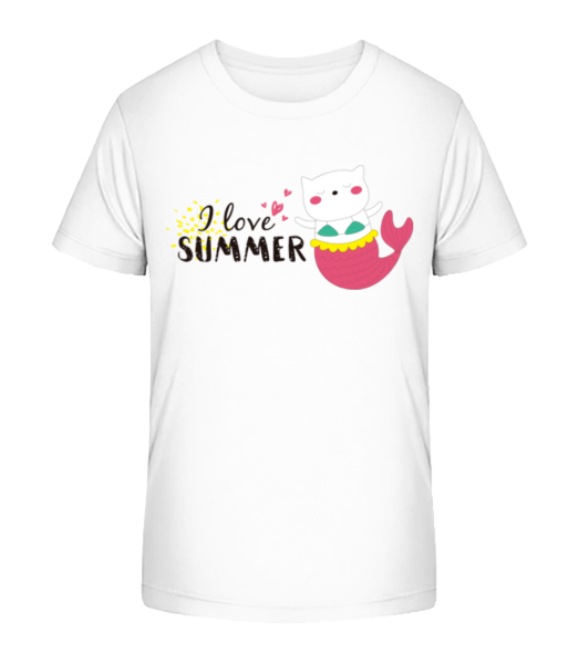 I Love Summer Cat Fish - Kid's Bio T-Shirt Stanley Stella - White - Front