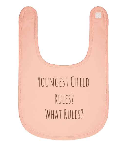 Youngest Child - Organic Baby Bib - Pink - Front