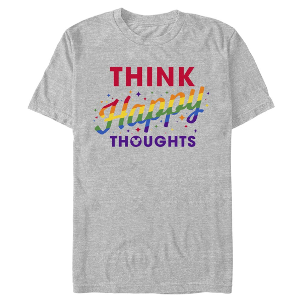 Disney Classics - Peter Pan - Text Happy Thoughts - Men's T-Shirt - Heather grey - Front
