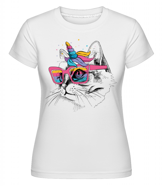 Unicorn Party Cat -  Shirtinator Women's T-Shirt - White - Vorn